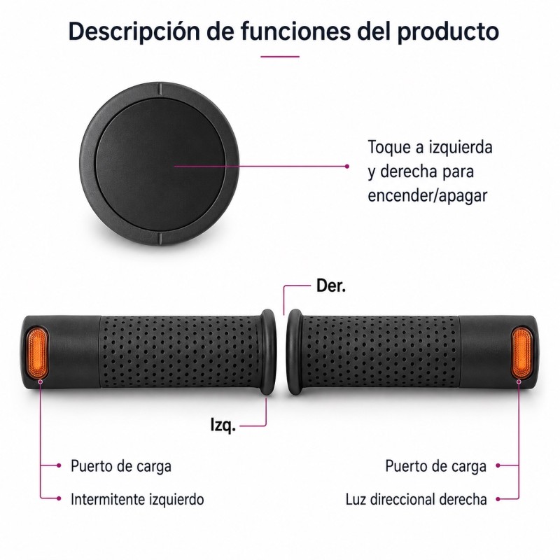 Puño con Intermitente para patinete/bicicleta - mando inalámbrico