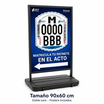Display exterior doble cara para matrículas DGT - Posters incluidos (90x60cm)