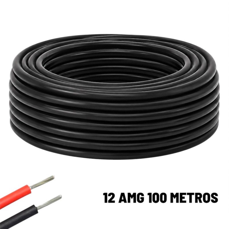 Cable eléctrico Silicona Flexible 12 AWG (Negro) 100 Metros