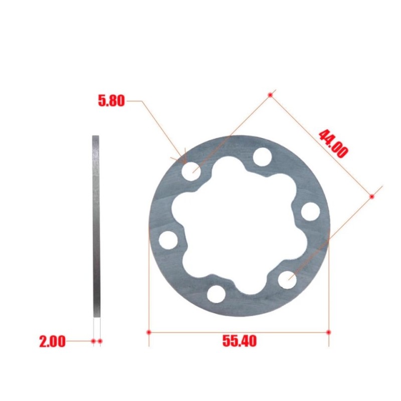 Separador de disco de freno para patinete eléctrico - 2 mm (compatible con Ecoxtrem M41 para instalar Nutt)