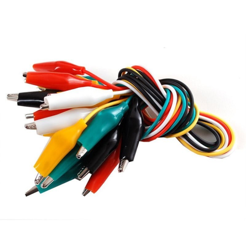 Cables pinzas cocodrilo 50 cm - 10 unidades
