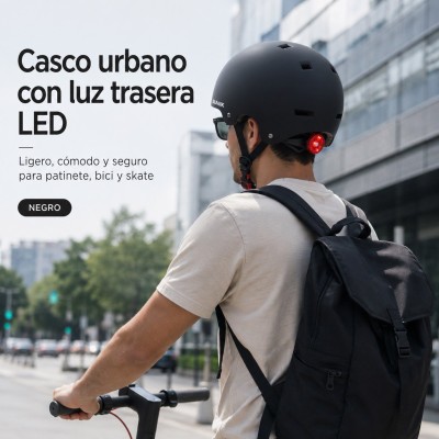 Casco Urbano Regulable Con Luz Trasero Talla L Color Negro