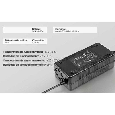 CARGADOR 54.6V-2A CONECTOR HEMBRA BASIC