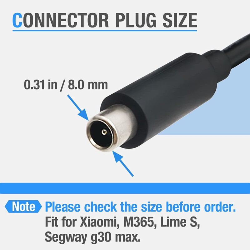 CARGADOR 42V-2A COMPATIBLE CON PATINETE SERIES XIAOMI BASIC