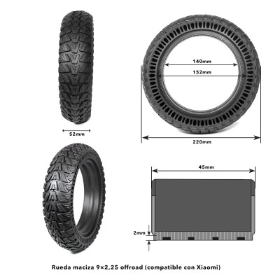 Rueda maciza 92,25 offroad (compatible con Xiaomi)
