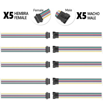 Conector SM 6 pines con cable 22 AWG - 5M/5H (pack 10 unidades)