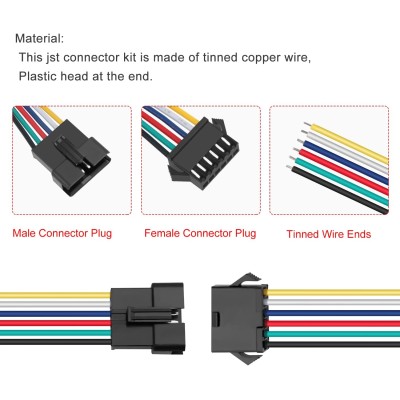 Conector SM 6 pines con cable 22 AWG - 5M/5H (pack 10 unidades)