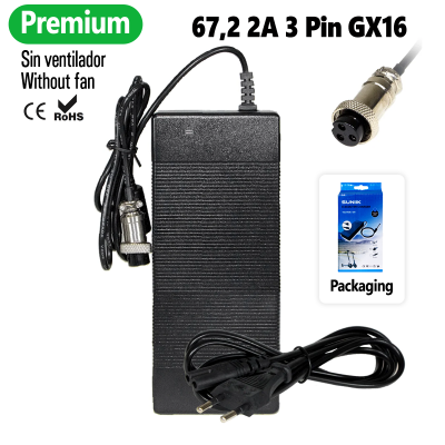 Cargador premium 67.2V 2A (conector 3 Pines GX16) [Suniik]
