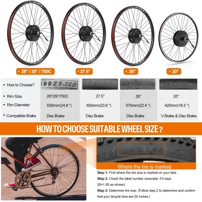 Kit conversión de bicicleta eléctrica motor trasero 500W 48V - 26 pulgadas (Display: EKD01) [Bafang]
