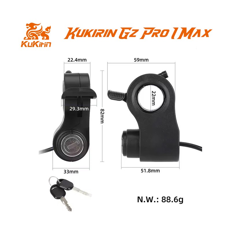 Acelerador con llave de contacto Kukirin G2 pro (Versión 2024)