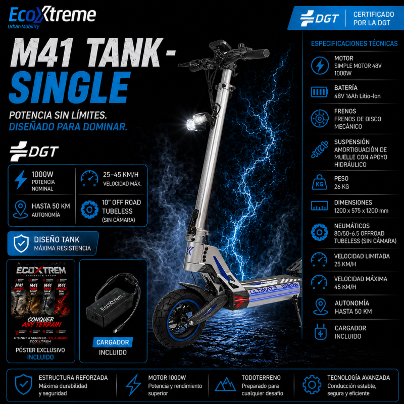 Ecoxtrem M41 Tank Single - Grey/Blue