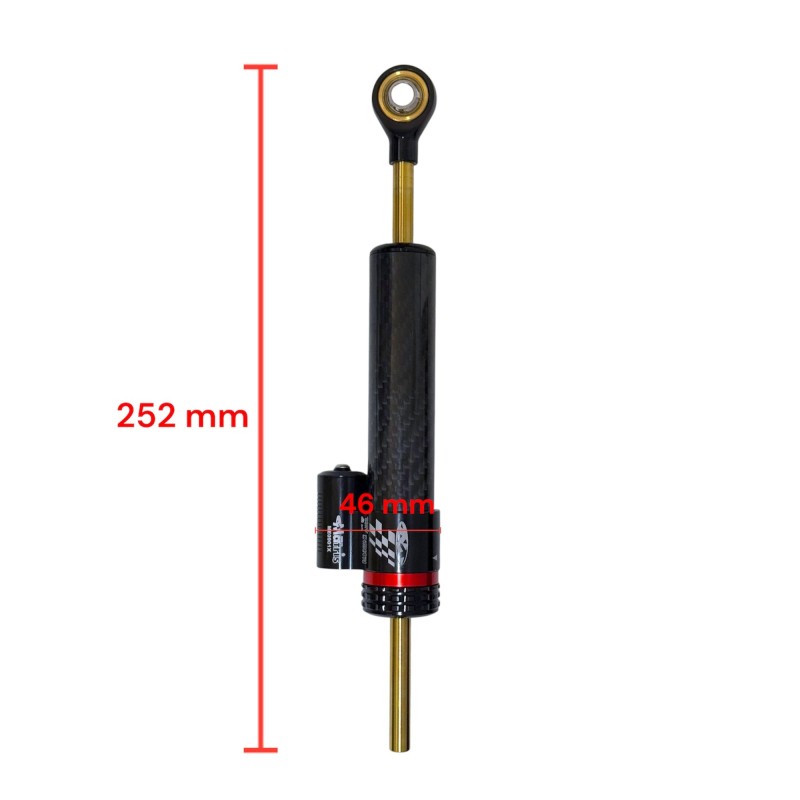 Damper Amortiguador de Dirección Color Fibra Carbono + adaptador (Adaptable a Ecoxtrem Armored, Kukirin, etc)