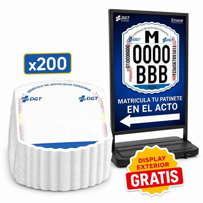 Matrículas DGT - Lote 200 unidades (display exterior con poster de regalo)