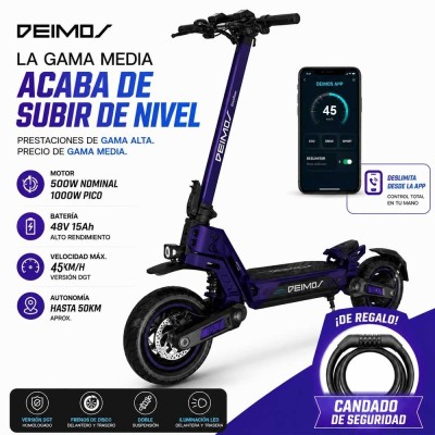 Patinete Eléctrico Ecoxtrem Deimos DGT - Morado